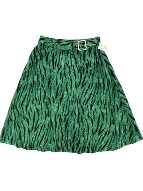 NWT INC International Concepts Emerald Green Zebra Print Skirt With Belt Size 4